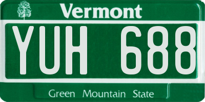 VT license plate YUH688