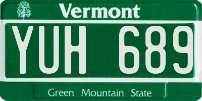VT license plate YUH689