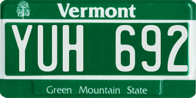VT license plate YUH692