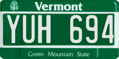 VT license plate YUH694
