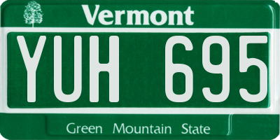 VT license plate YUH695