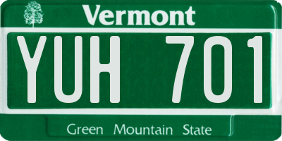 VT license plate YUH701