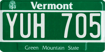 VT license plate YUH705