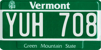 VT license plate YUH708