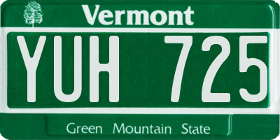 VT license plate YUH725