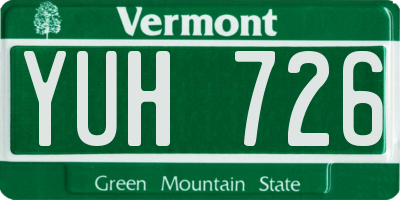 VT license plate YUH726