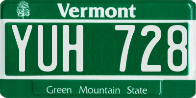 VT license plate YUH728