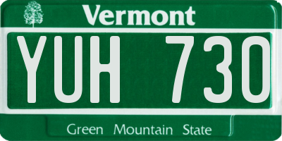 VT license plate YUH730