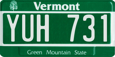 VT license plate YUH731
