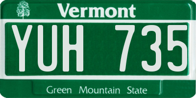 VT license plate YUH735