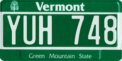 VT license plate YUH748