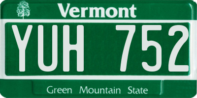VT license plate YUH752
