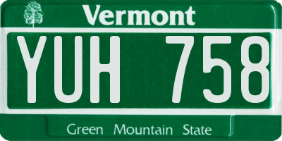 VT license plate YUH758