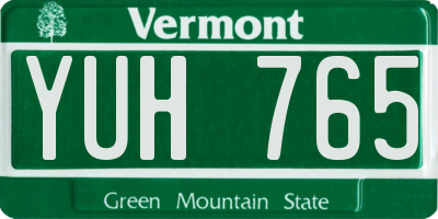 VT license plate YUH765