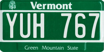 VT license plate YUH767