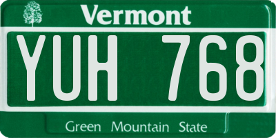 VT license plate YUH768