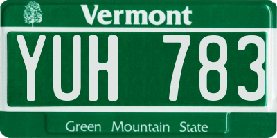 VT license plate YUH783