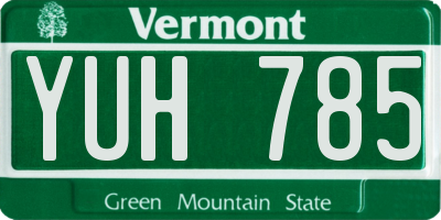 VT license plate YUH785