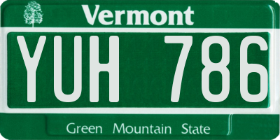 VT license plate YUH786