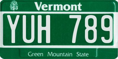 VT license plate YUH789