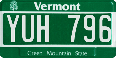 VT license plate YUH796