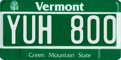 VT license plate YUH800