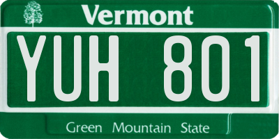 VT license plate YUH801