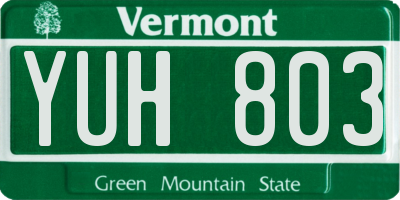VT license plate YUH803