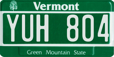VT license plate YUH804