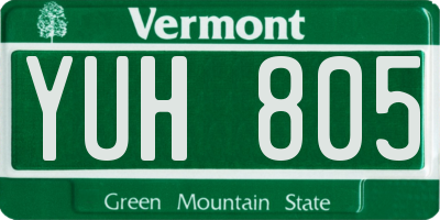 VT license plate YUH805