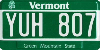 VT license plate YUH807