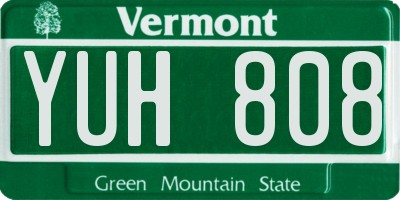 VT license plate YUH808