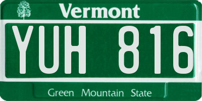 VT license plate YUH816