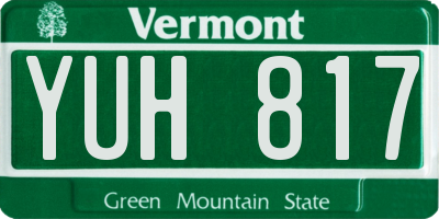 VT license plate YUH817