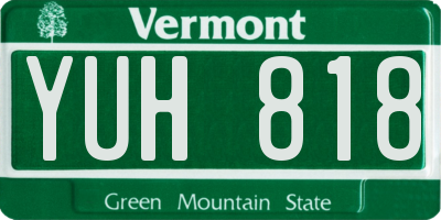 VT license plate YUH818
