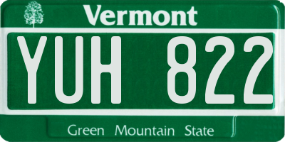 VT license plate YUH822