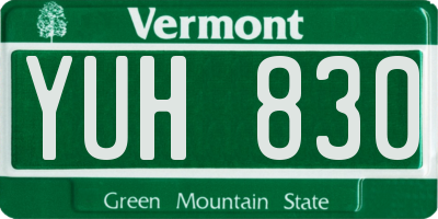 VT license plate YUH830