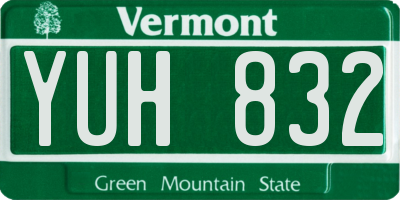 VT license plate YUH832