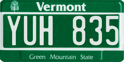 VT license plate YUH835