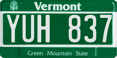 VT license plate YUH837