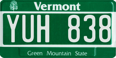 VT license plate YUH838
