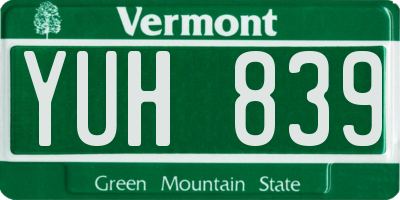 VT license plate YUH839