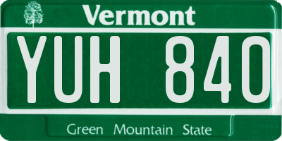 VT license plate YUH840