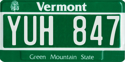 VT license plate YUH847