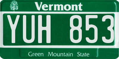 VT license plate YUH853