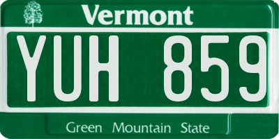 VT license plate YUH859