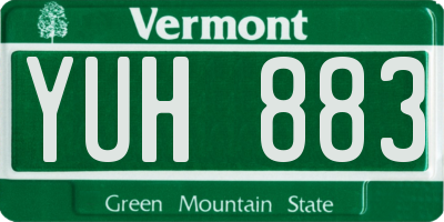 VT license plate YUH883