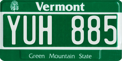 VT license plate YUH885