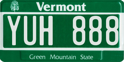 VT license plate YUH888
