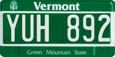 VT license plate YUH892